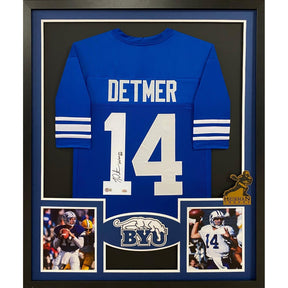 TY Detmer Framed Signed BYU Jersey Beckett Autographed