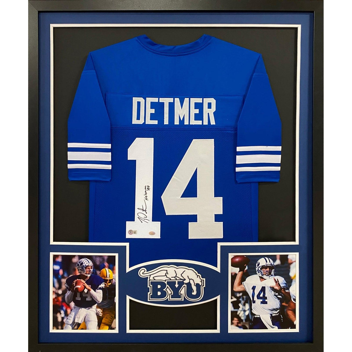 TY Detmer Framed Signed BYU Jersey Beckett Autographed Heisman Winner