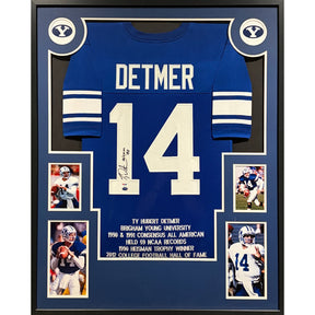 TY Detmer Framed Signed BYU Stat Jersey PSA/DNA Autographed Heisman