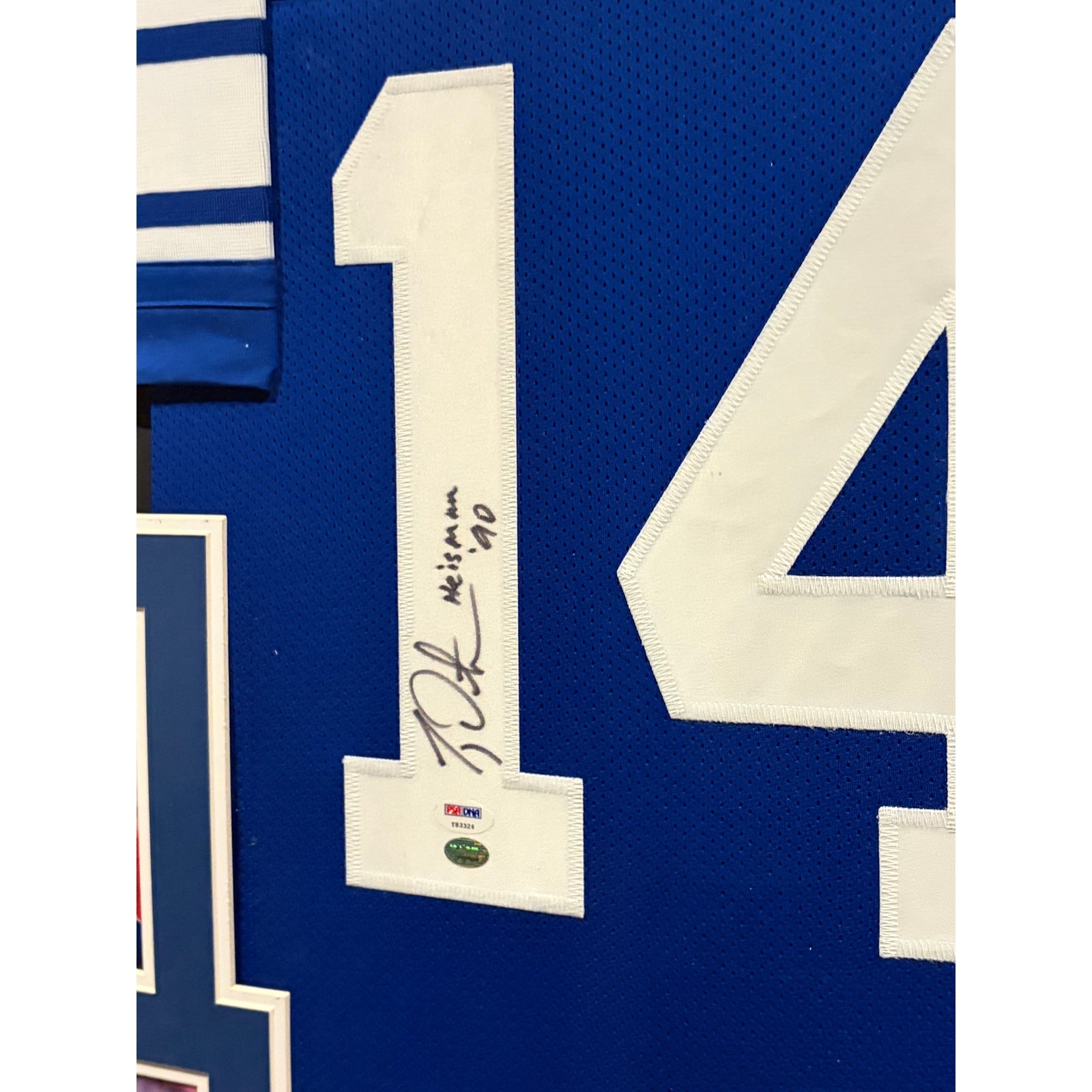 TY Detmer Framed Signed BYU Stat Jersey PSA/DNA Autographed Heisman