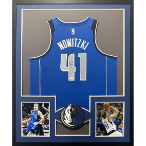 Dirk Nowitzki Framed Jersey JSA Autographed Signed Dallas Mavericks Royal