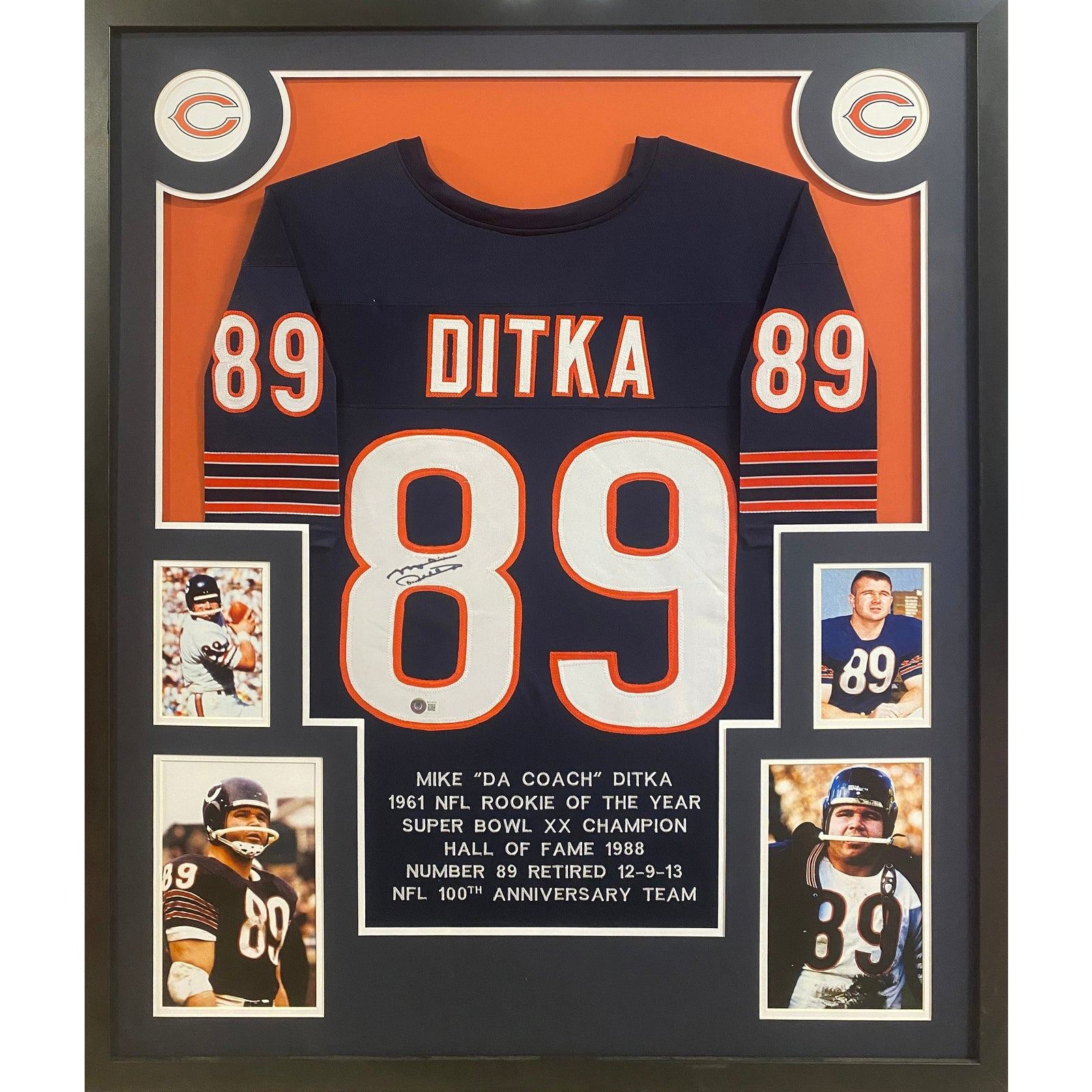 Mike Ditka Framed Stat Jersey Beckett Autographed Signed Chicago Bears