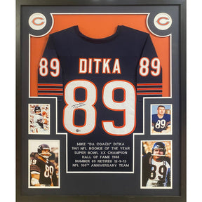 Mike Ditka Framed Stat Jersey Beckett Autographed Signed Chicago Bears