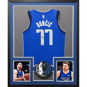 Luka Doncic Framed Signed Jersey Fanatics Autographed Dallas Mavericks NL