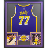Luka Doncic Framed Signed Purple Jersey PSA/DNA Autographed LA Lakers