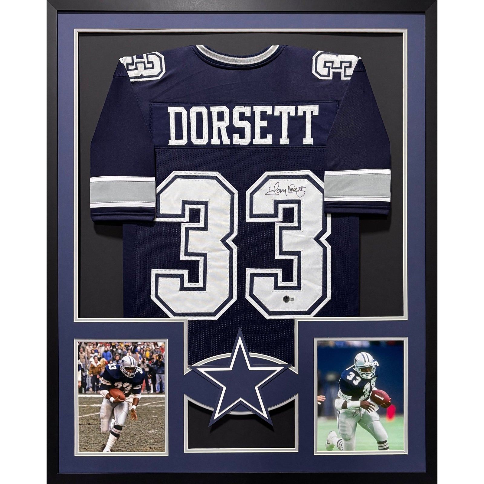 Tony Dorsett Signed Framed Jersey Beckett BAS Autographed Cowboys