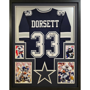 Tony Dorsett Signed Framed Jersey Beckett BAS Autographed Cowboys Navy