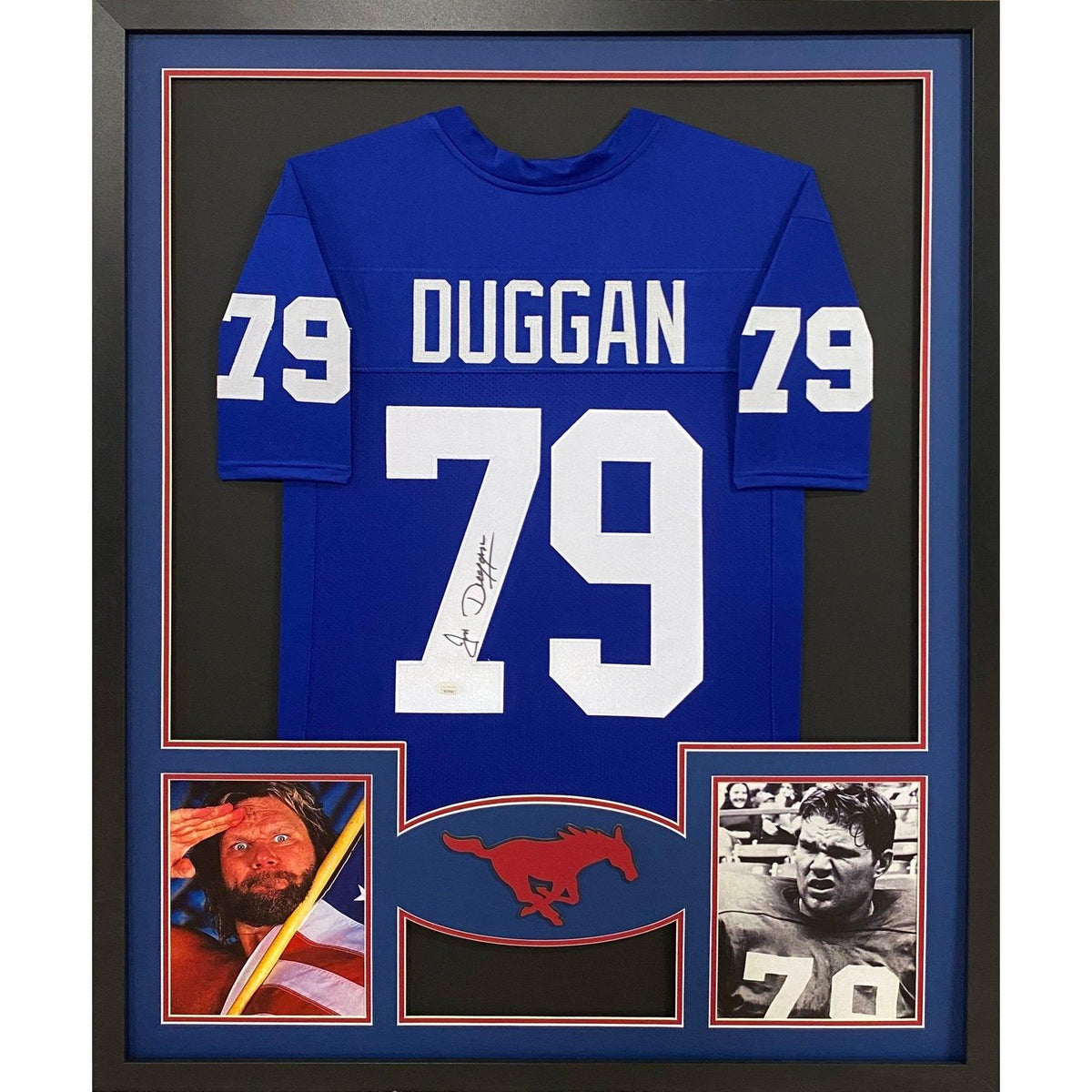 Hacksaw Jim Duggan Framed Signed SMU Jersey JSA Autographed