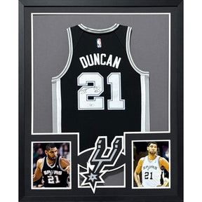 Tim Duncan Signed Framed Black Jersey PSA/DNA San Antonio Spurs Autographed
