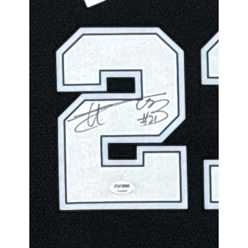 Tim Duncan Signed Framed Black Jersey PSA/DNA San Antonio Spurs Autographed