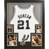 Tim Duncan Signed Framed Black Jersey JSA San Antonio Spurs Autographed