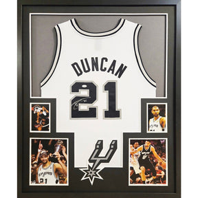 Tim Duncan Signed Framed Black Jersey JSA San Antonio Spurs Autographed
