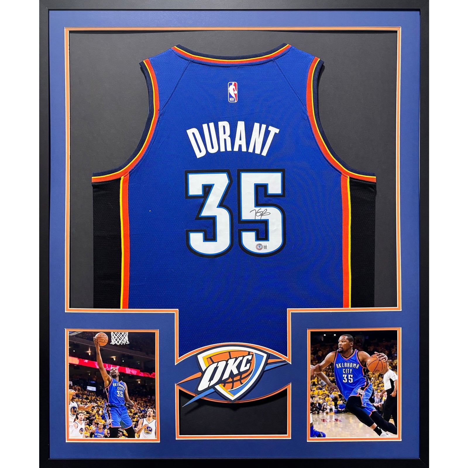Kevin Durant Signed Framed Jersey Beckett Autographed OKC Thunder