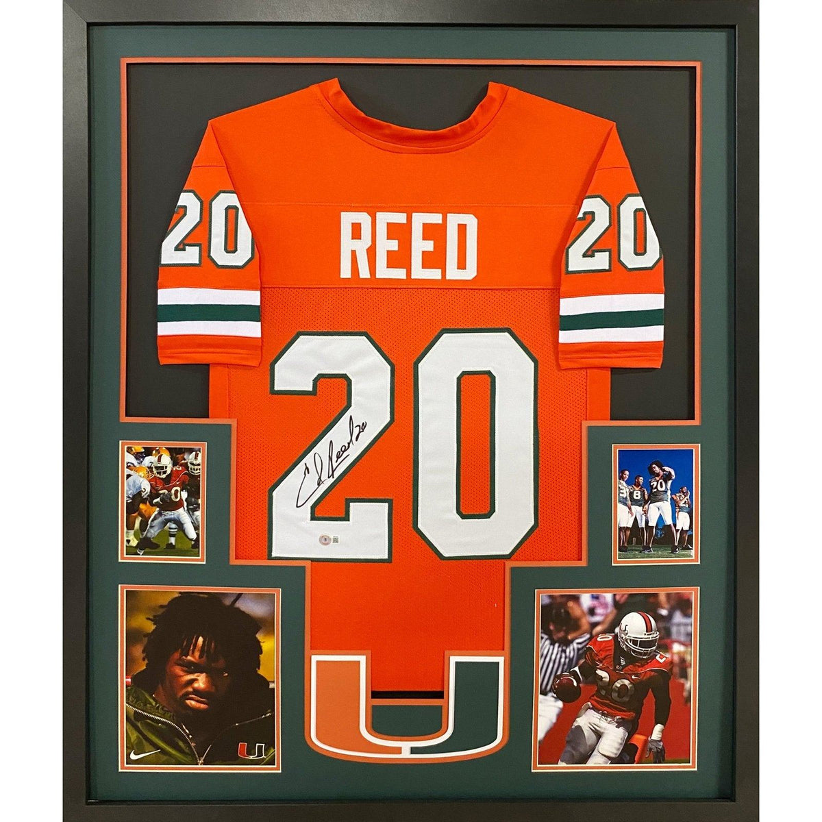 Ed Reed Framed Signed Miami Jersey Beckett Autographed Ravens