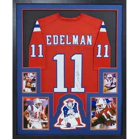 Julian Edelman Framed Signed Red Jersey JSA Beckett Autographed Patriots