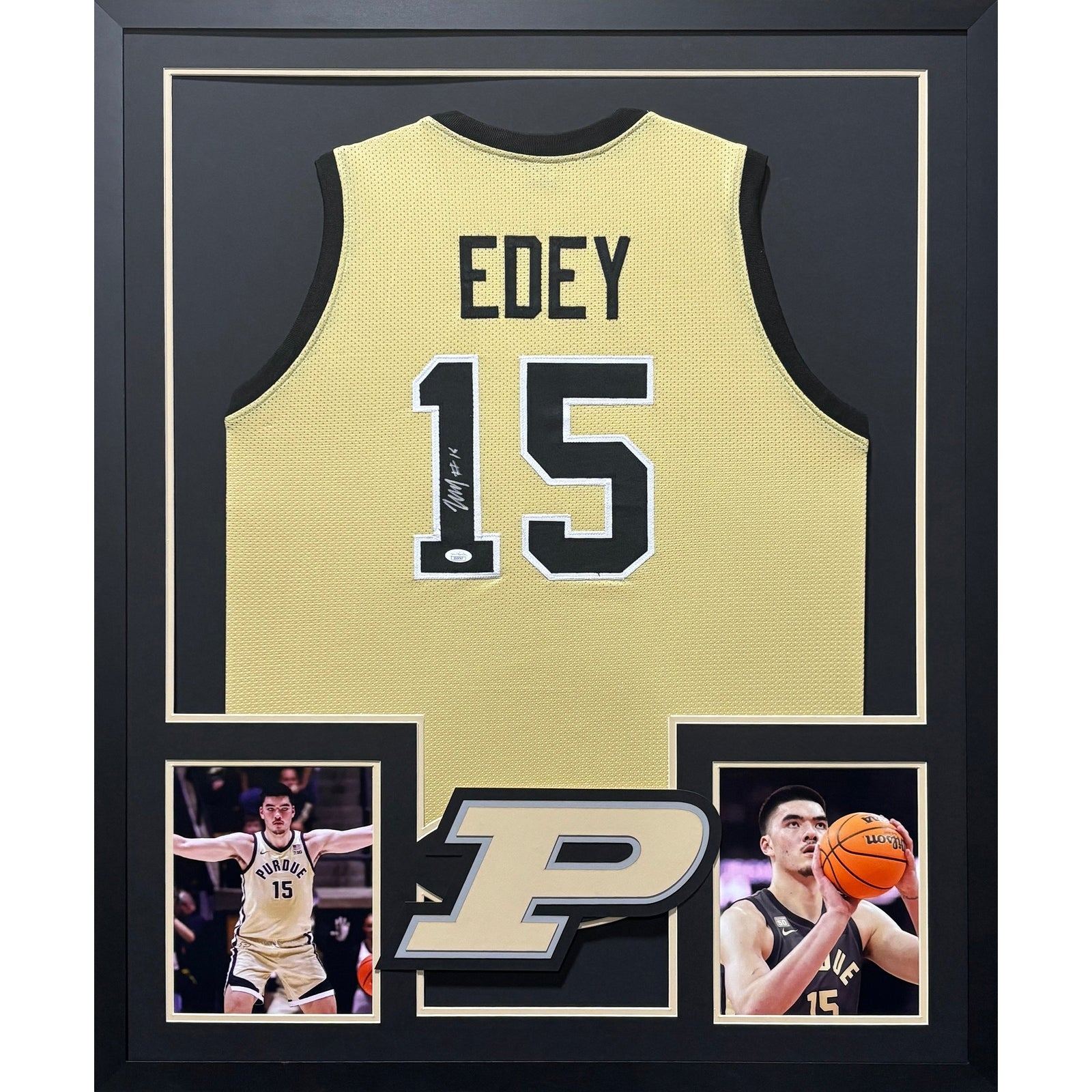 Zach Edey Framed Signed Purdue Yellow Jersey JSA Autographed