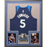Anthony Edwards Signed Framed Jersey PSA COA Autographed Timberwolves