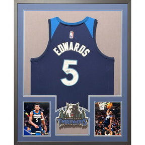 Anthony Edwards Signed Framed Jersey PSA COA Autographed Timberwolves