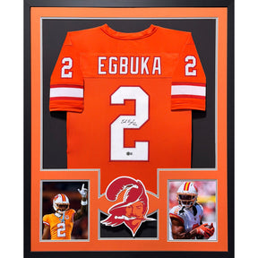 Emeka Egbuka Framed Signed Creamsicle Jersey Autographed Buccaneers Beckett