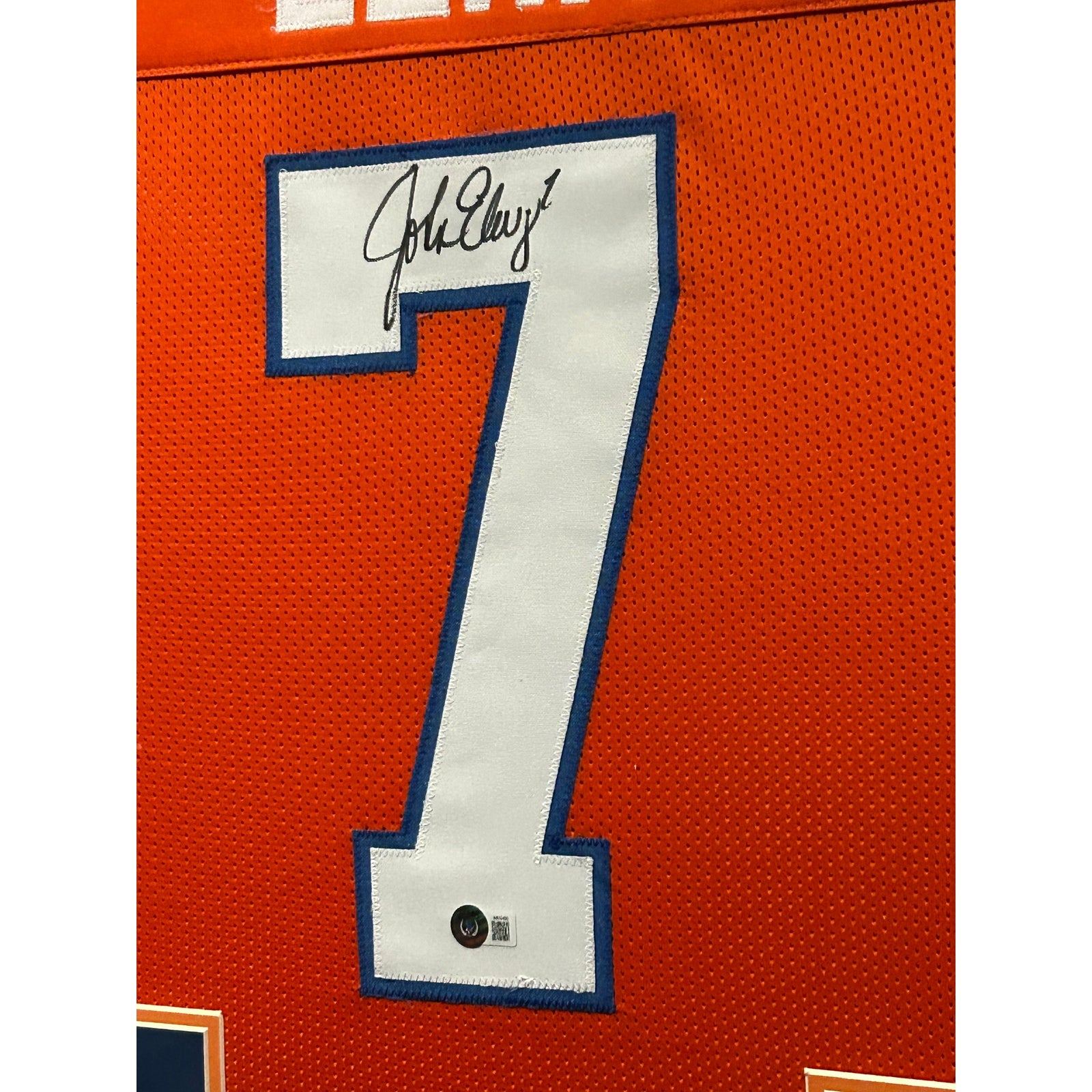 John Elway Signed Framed Orange Jersey Beckett Autographed Denver Broncos