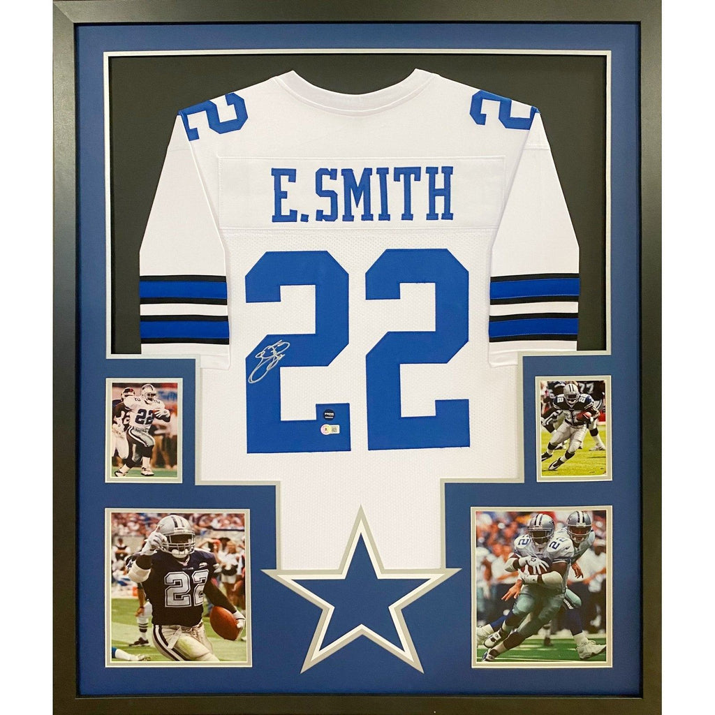 Emmitt Smith Autographed Dallas Cowboys #22 Framed Jersey - White –  Signature Sports Marketing