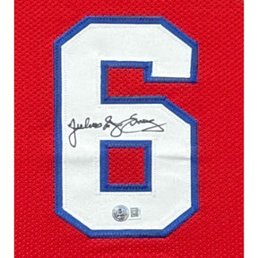 Julius Erving Signed Framed Red Jersey Beckett Autographed Philadelphia 76ers