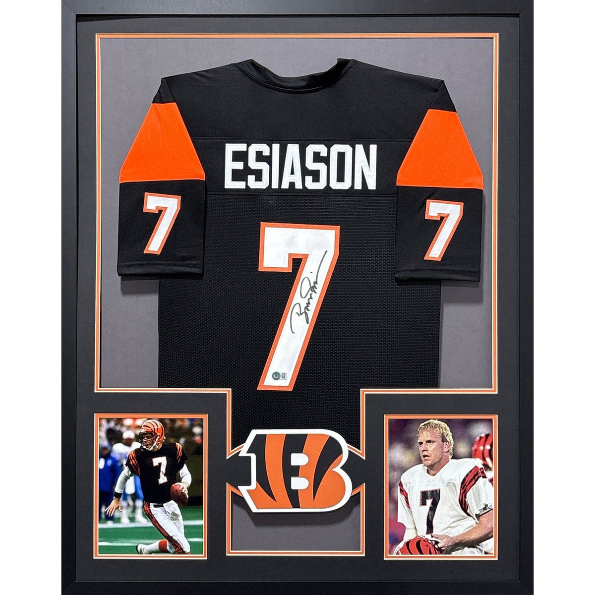 Boomer Esiason Framed Black Jersey Beckett Autographed Signed Cincinnati Bengals
