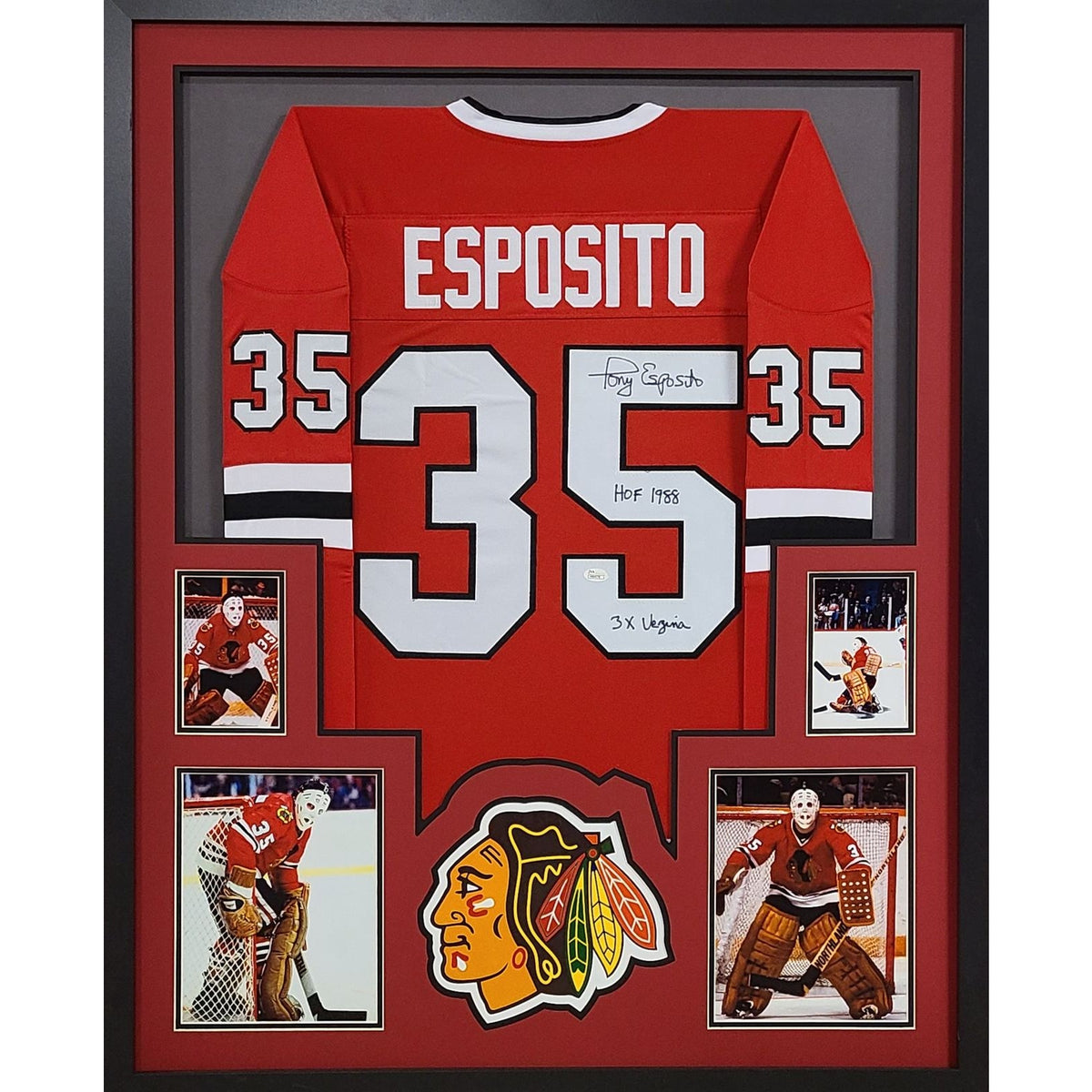 Tony Esposito Signed Framed Jersey JSA Autographed Chicago Blackhawks