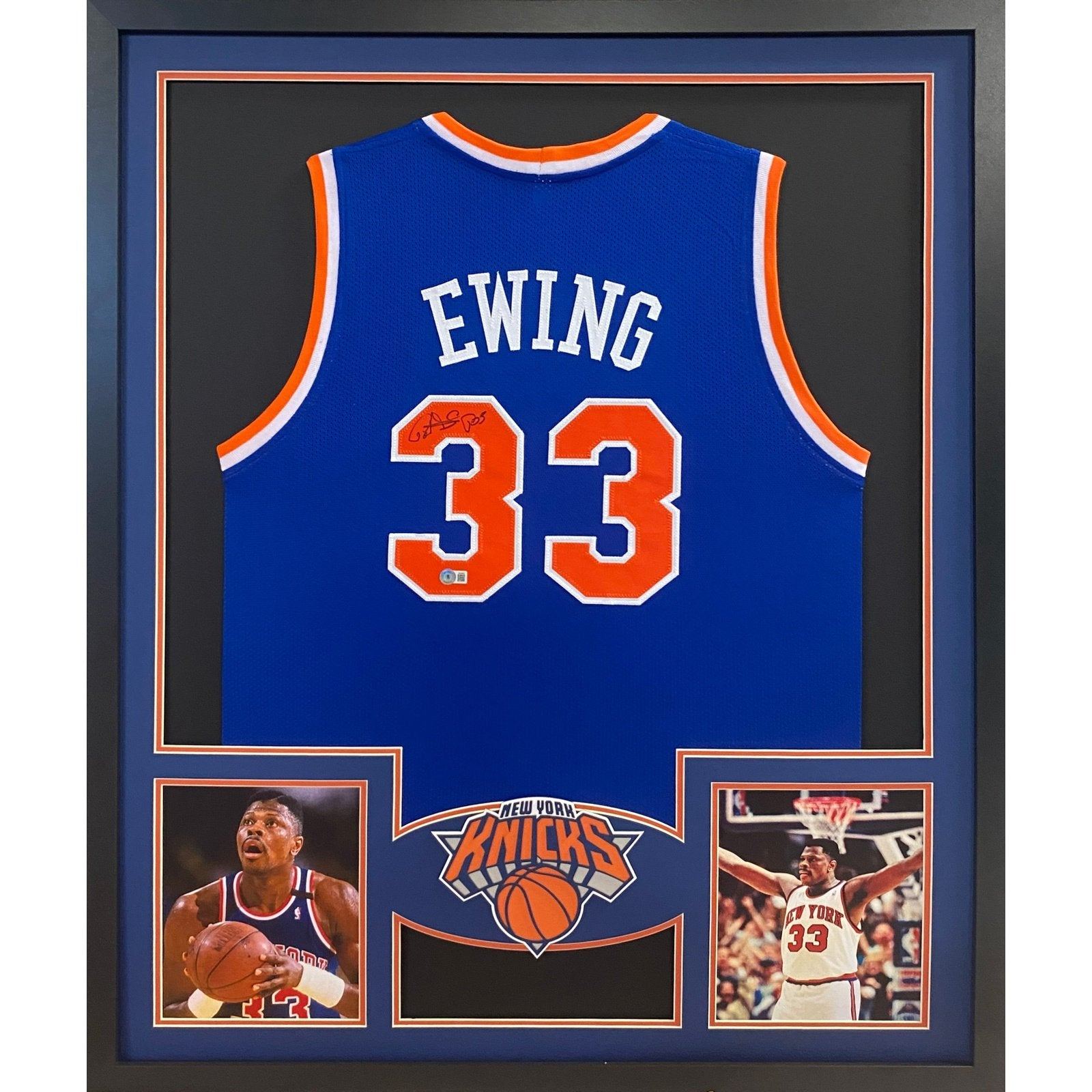 Patrick Ewing Framed Signed Jersey Beckett Autographed New York Knicks