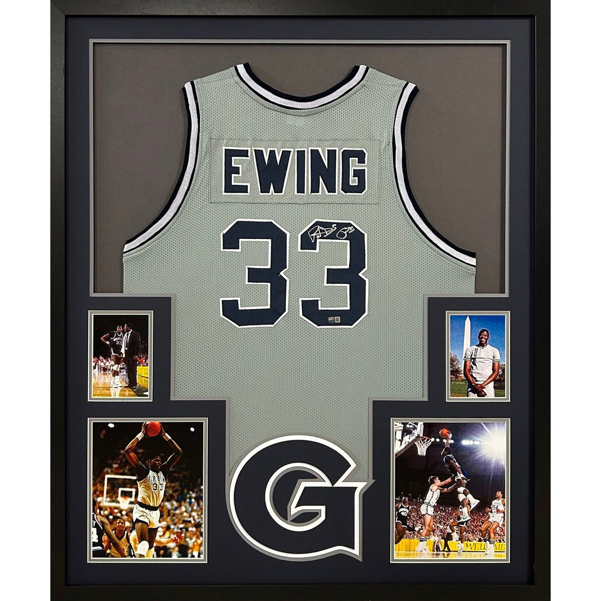 Patrick Ewing Framed Signed Jersey SteinerCX Autographed Georgetown