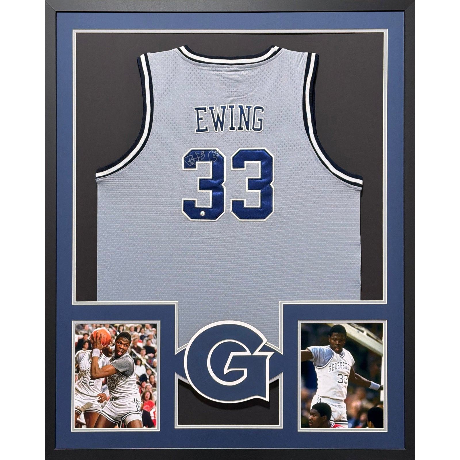 Patrick Ewing Framed Signed Jersey SteinerCX Autographed Georgetown IH