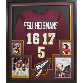 FSU Florida State Heisman Winners Framed Signed Jersey Beckett Autographed
