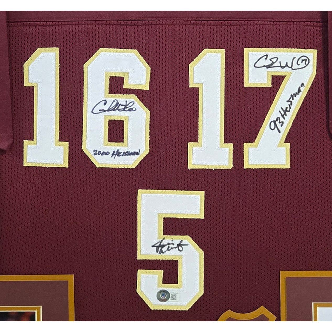 FSU Florida State Heisman Winners Framed Signed Jersey Beckett Autographed