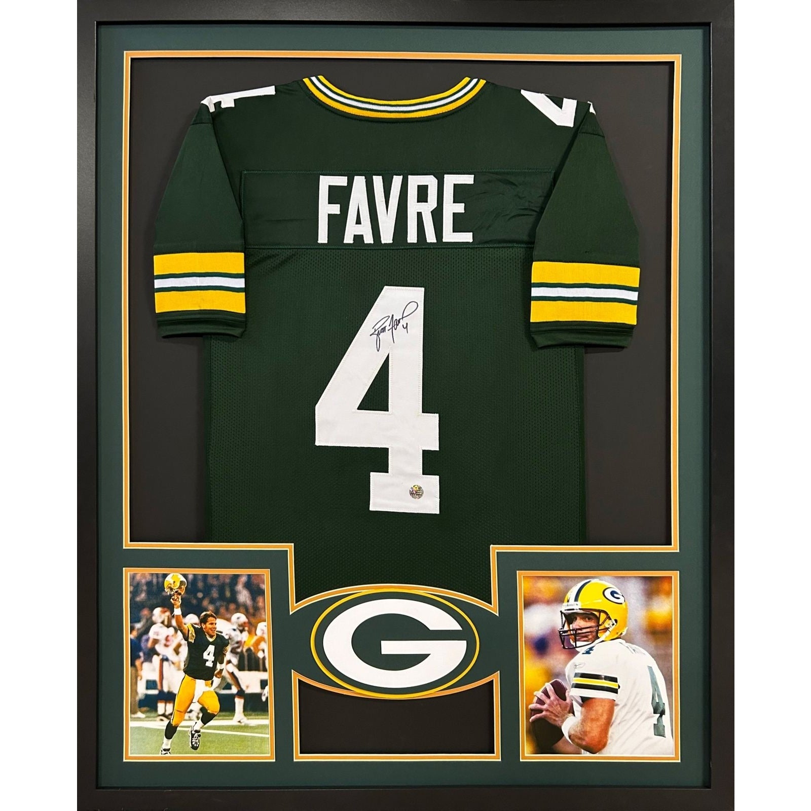 Brett Favre Framed Jersey Autographed Signed Favre COA Green Bay Packers 2P