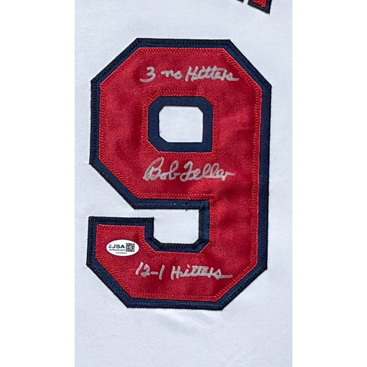 Bob Feller Framed Signed Cleveland Indians White Jersey JSA Autographed