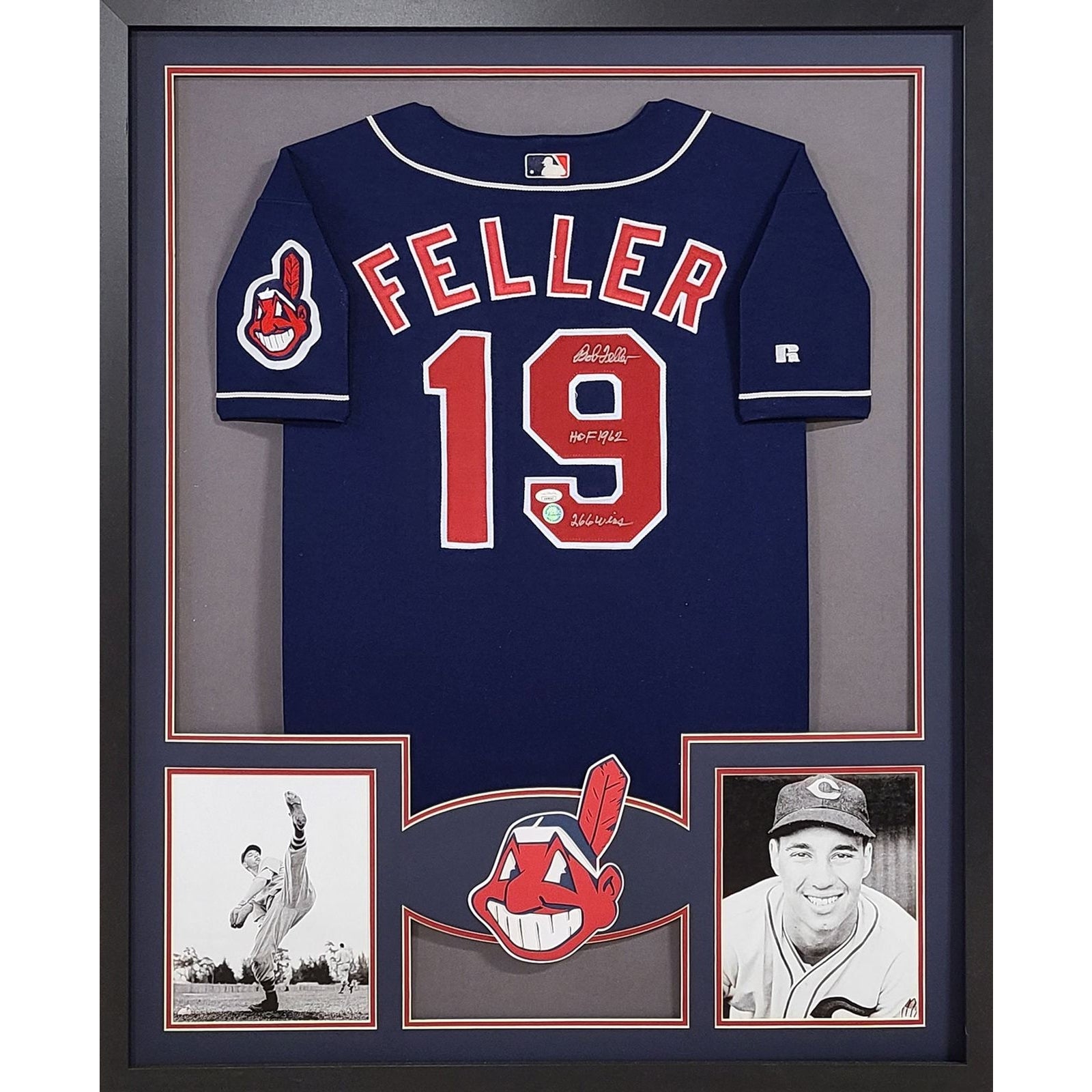 Bob Feller Framed Signed Cleveland Indians Jersey JSA Autographed