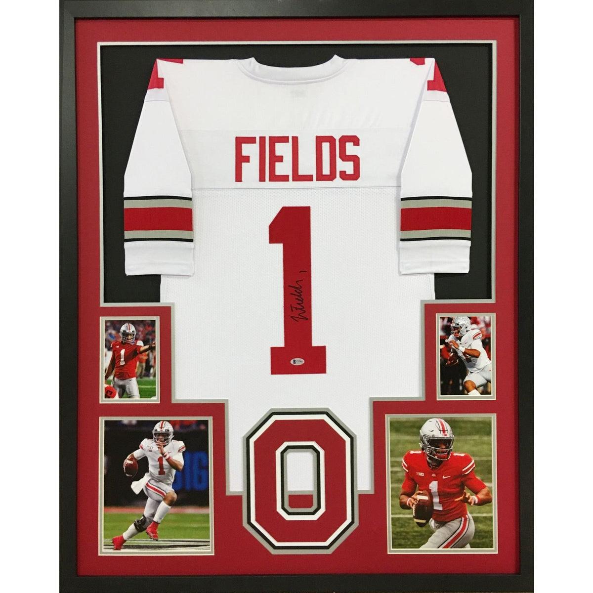 Justin Fields Framed Signed Jersey Beckett Autographed Signed Ohio State