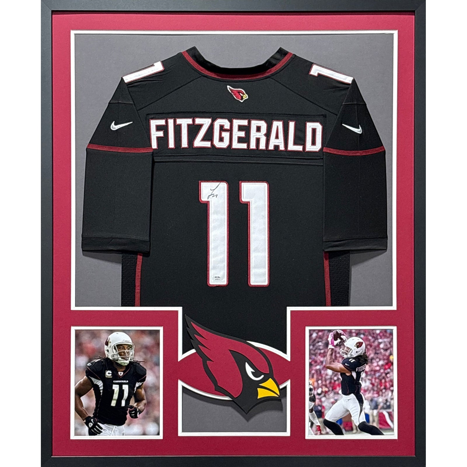 Larry Fitzgerald Signed Framed Black Jersey PSA/DNA Autographed Cardinals