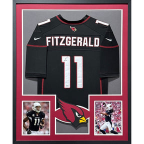 Larry Fitzgerald Signed Framed Black Jersey PSA/DNA Autographed Cardinals