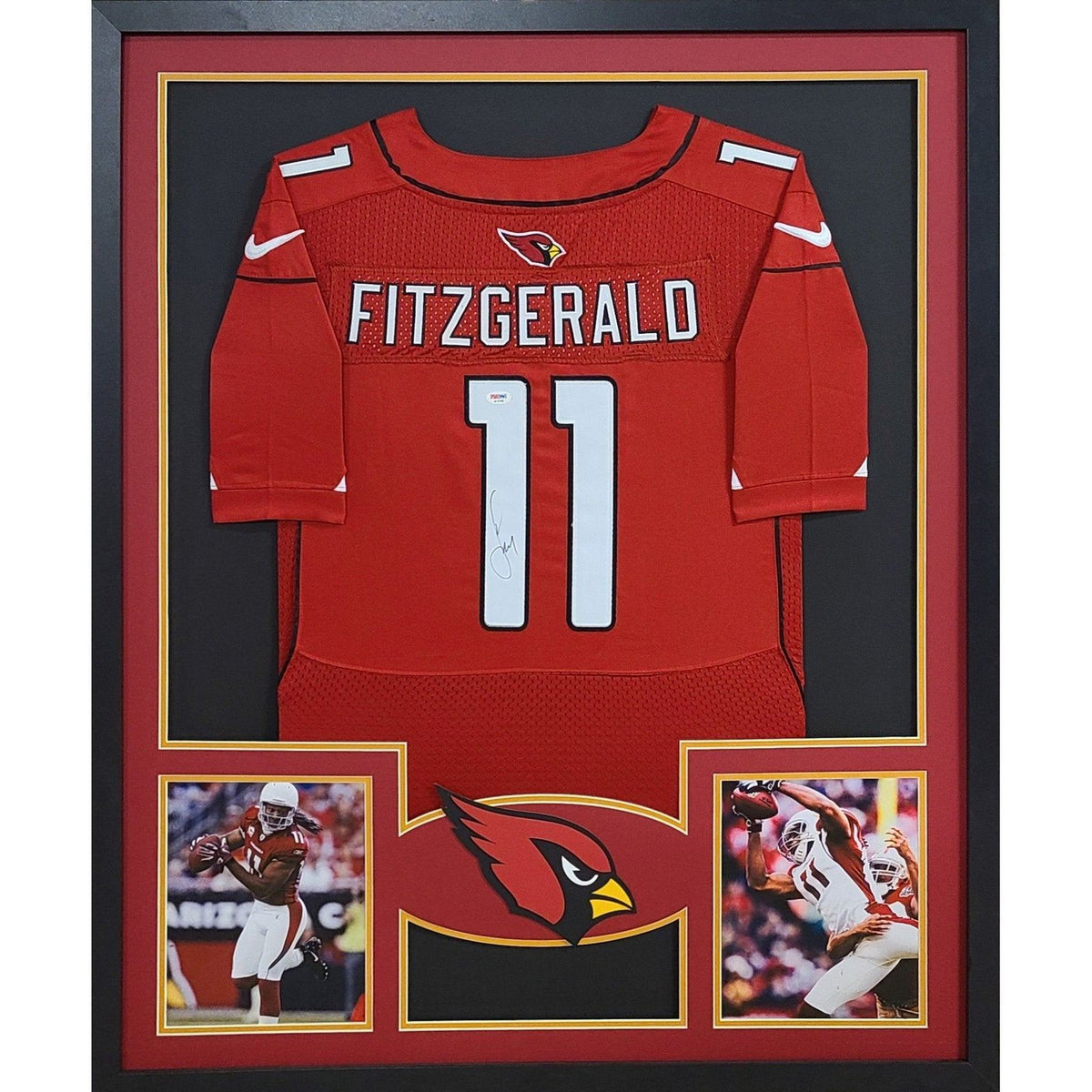 Larry Fitzgerald Signed Framed Red Jersey PSA/DNA Autographed Arizona Cardinals