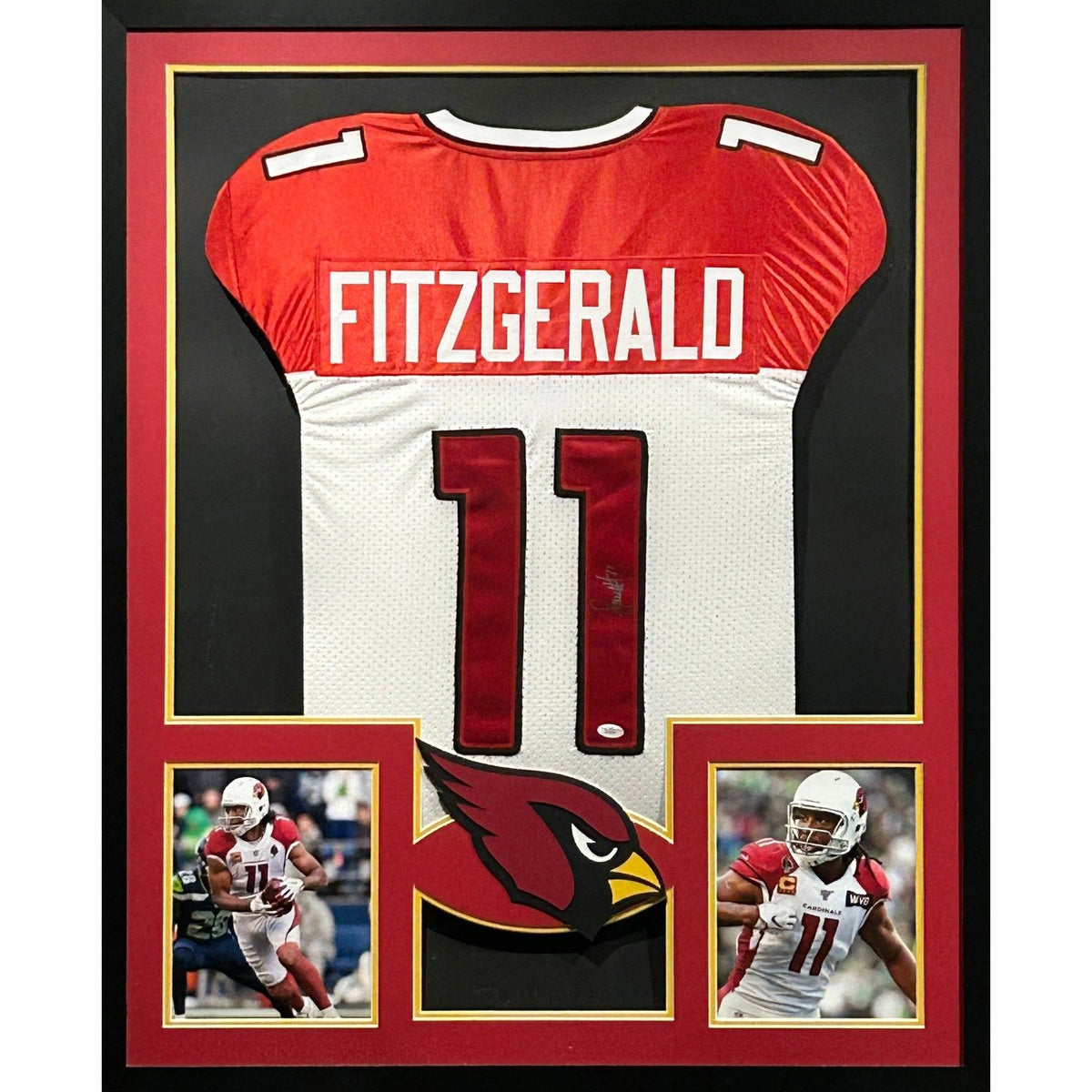 Larry Fitzgerald Signed Framed Red Jersey JSA Autographed Cardinals
