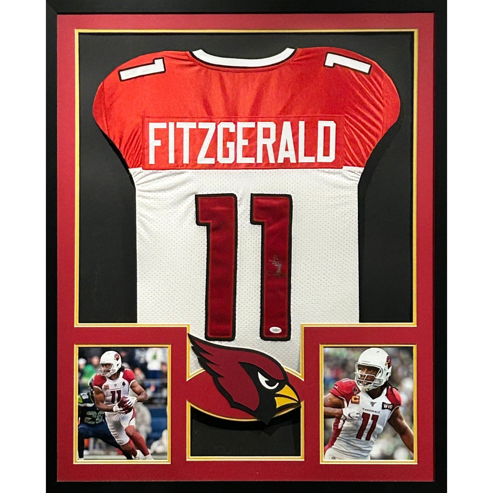 Larry Fitzgerald Signed Framed Red Jersey JSA Autographed Cardinals