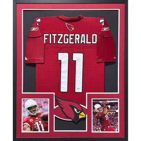 Larry Fitzgerald Signed Framed Red Jersey JSA Autographed Cardinals