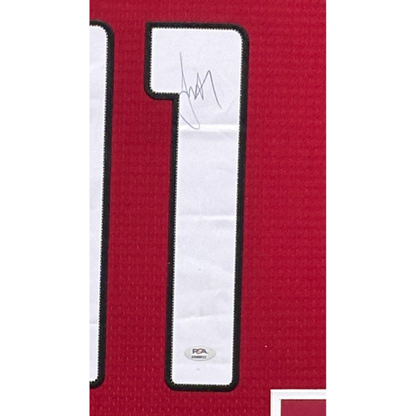 Larry Fitzgerald Signed Framed Red Jersey JSA Autographed Cardinals