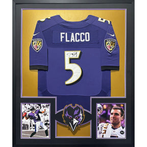 Joe Flacco Framed Signed Jersey JSA Autographed Signed Ravens 2P