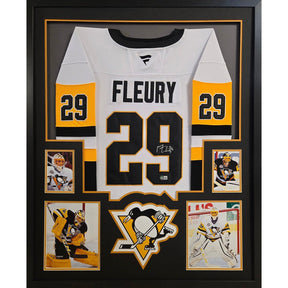Marc-Andre Fleury Framed Signed White Jersey Beckett Autographed Penguins