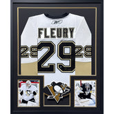 Marc-Andre Fleury Framed Signed White Gold Jersey COA Autographed Penguins