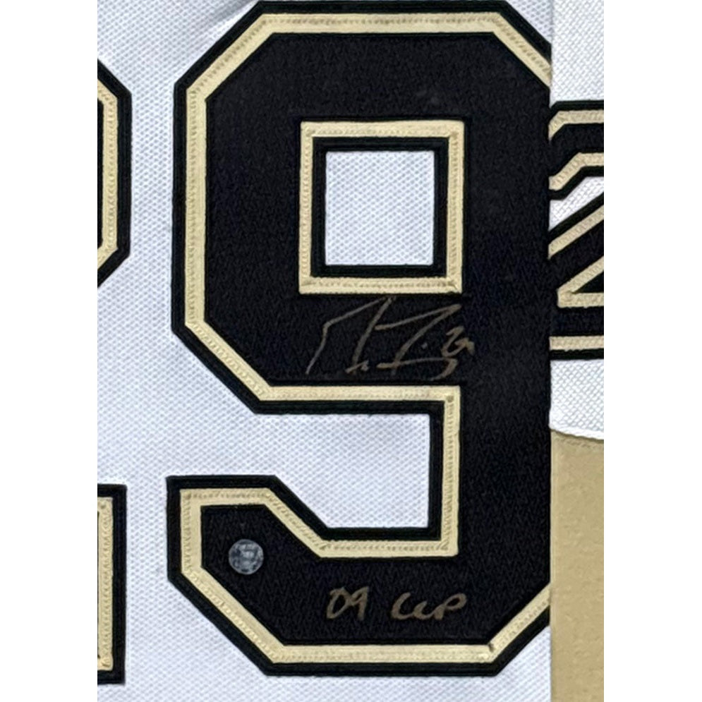 Marc-Andre Fleury Framed Signed White Gold Jersey COA Autographed Penguins