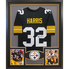 Franco Harris Framed Black Jersey JSA Autographed Signed Pittsburgh Steelers BG2