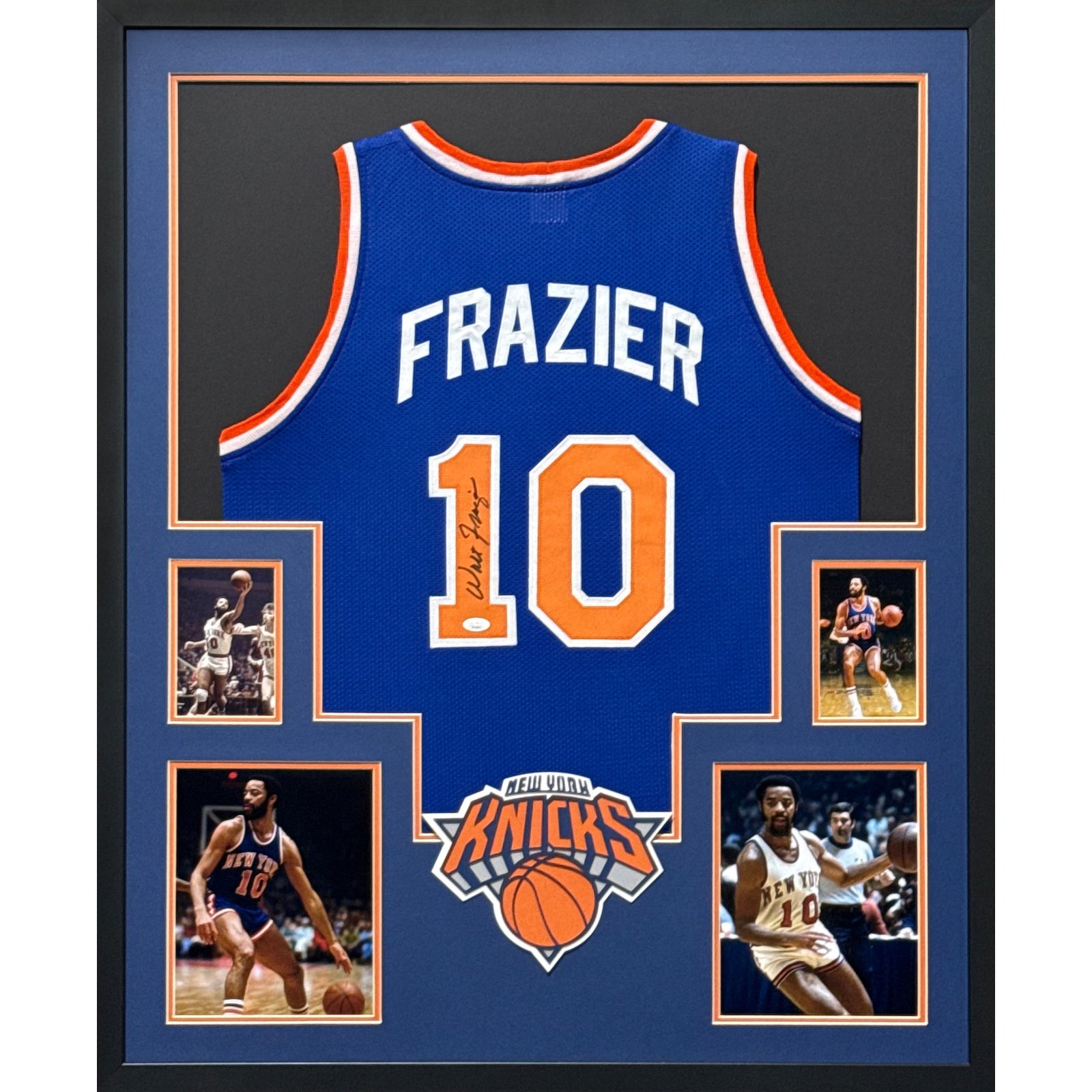 Walt Frazier Signed Framed Jersey Beckett Autographed New York Knicks IH